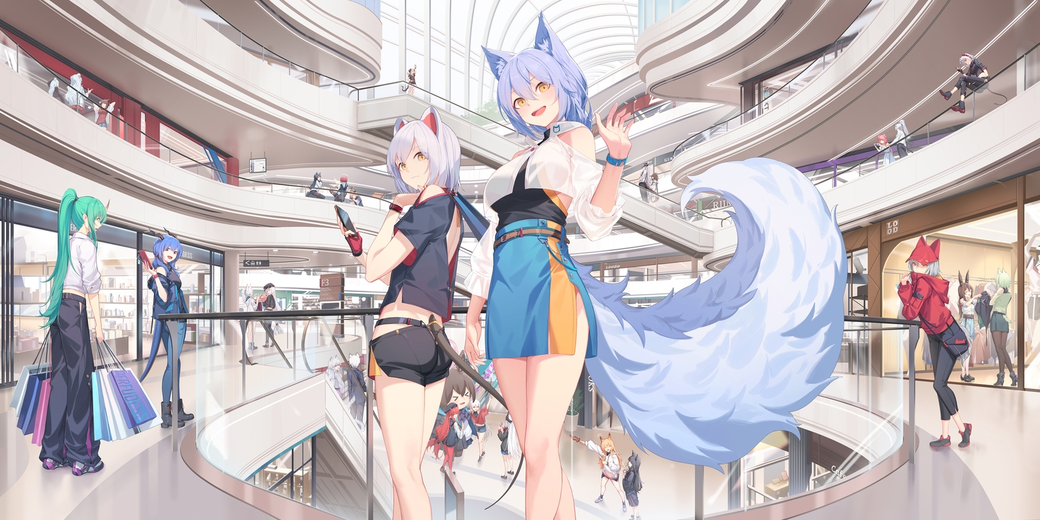 amiya_(arknights), animal_ears, arknights, bunny_ears, bunnygirl, catboy, catgirl, ceylon_(arknights)