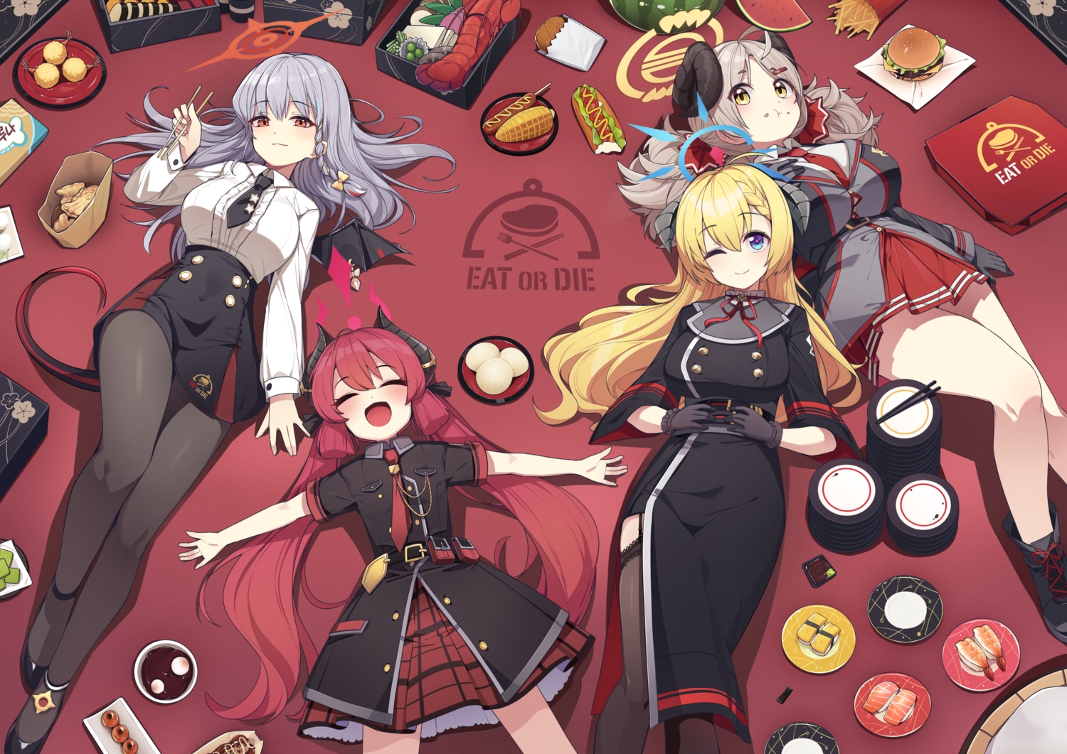 akashi_junko, aliasing, blonde_hair, blue_archive, blue_eyes, blush, boots, braids