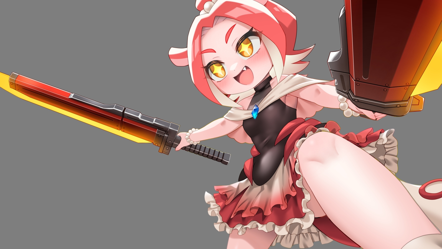 bettle_(b_s_a_n), blush, cape, close, dress, fang, megaton_musashi, red_hair