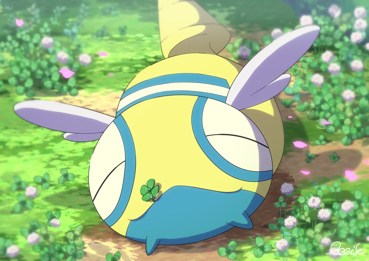 close, dunsparce, flowers, leaves, no_humans, oooise, petals, pokemon