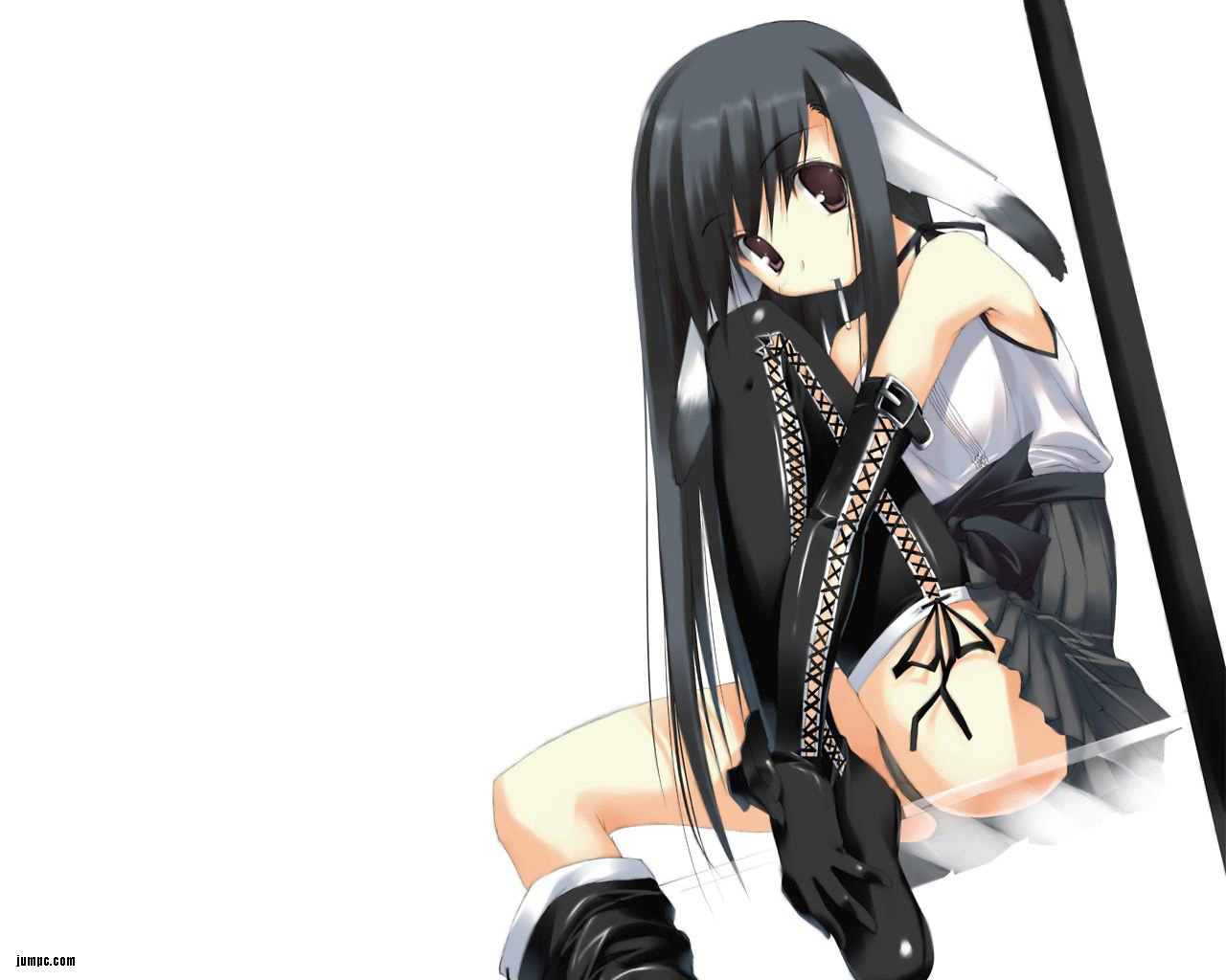 animal_ears, black_hair, brown_eyes, nagomi, panties, skirt, underwear