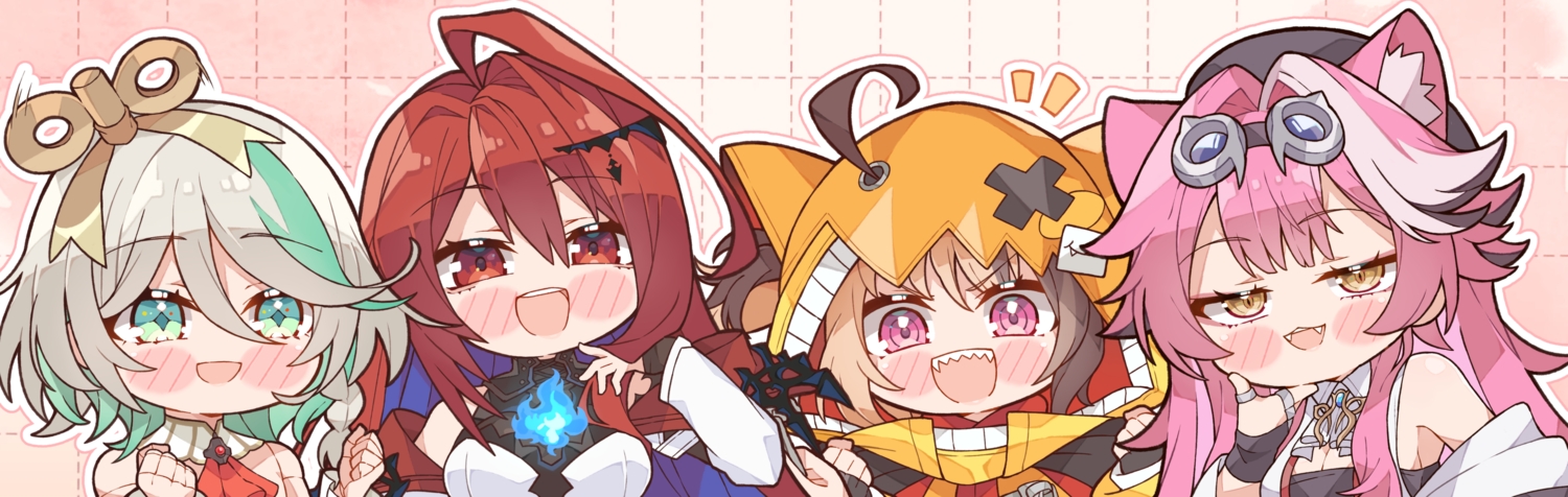 animal_ears, blush, breasts, brown_hair, catgirl, cat_smile, cecilia_immergreen, chibi