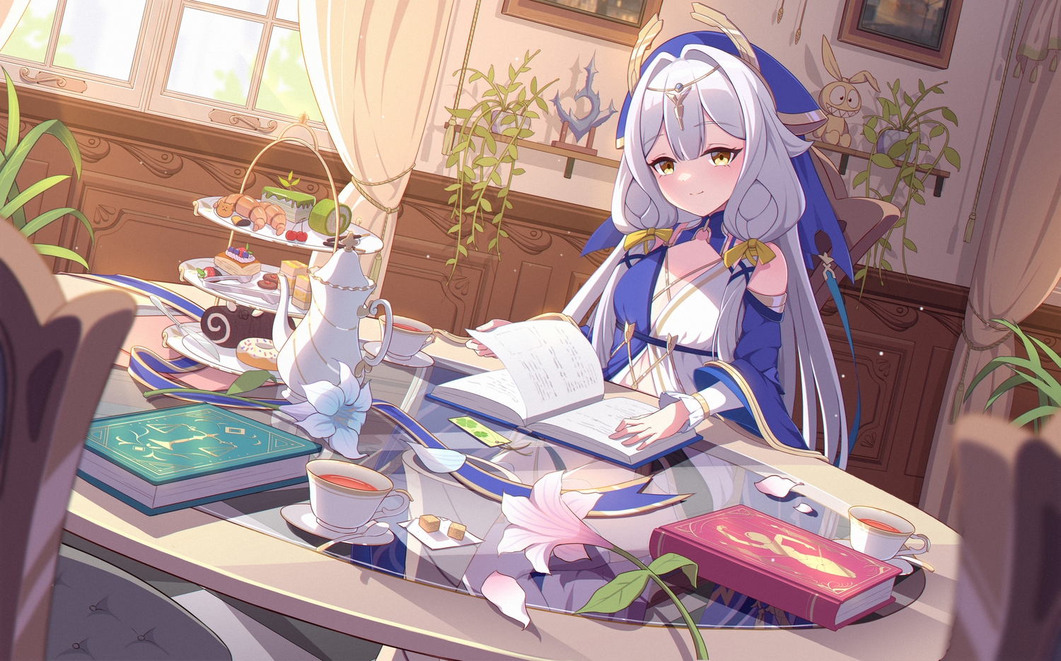 book, cake, cherry, chocolate, drink, flowers, food, fruit