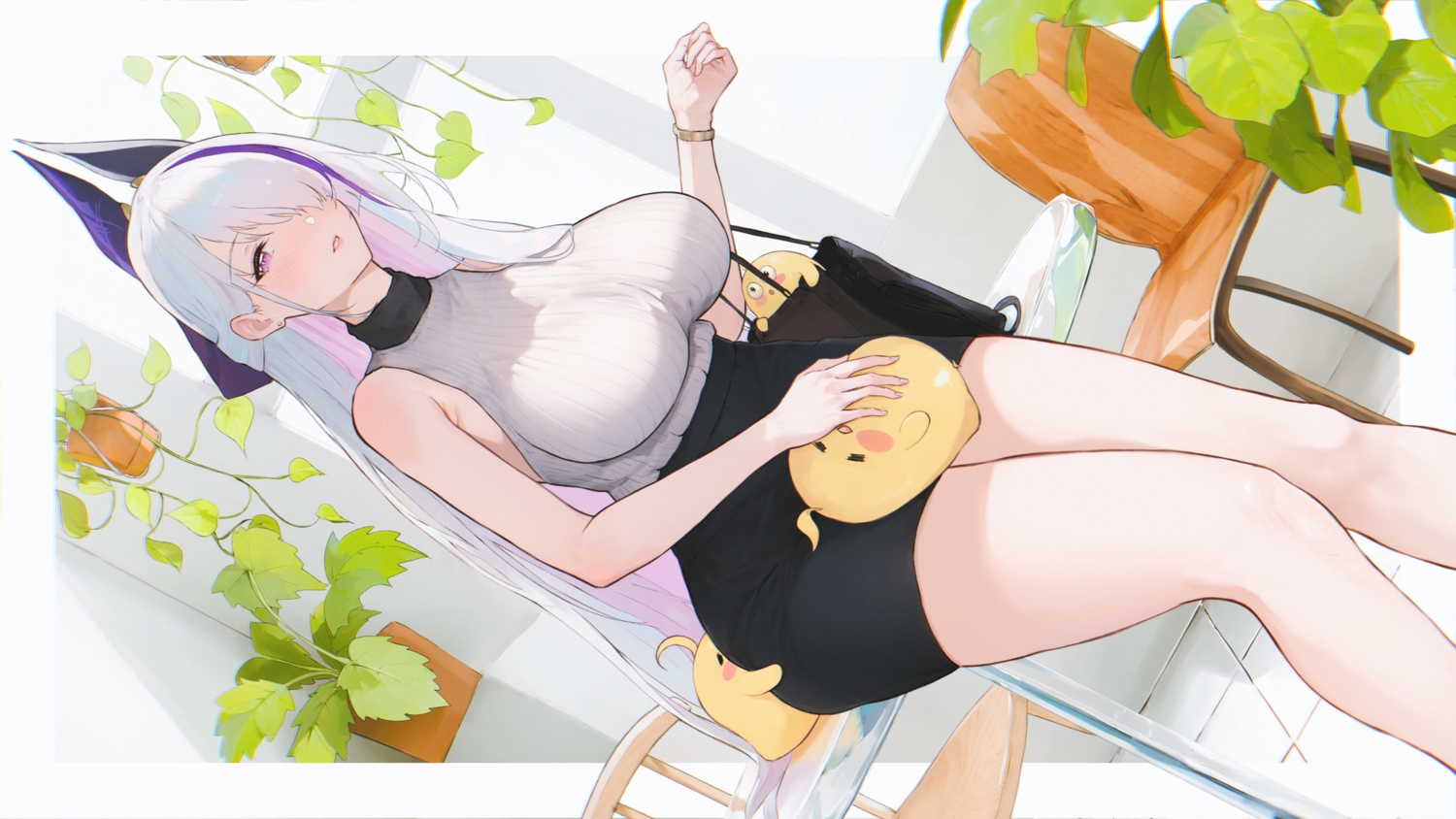 animal, anthropomorphism, azur_lane, bird, blush, breasts, dan-98, leaves