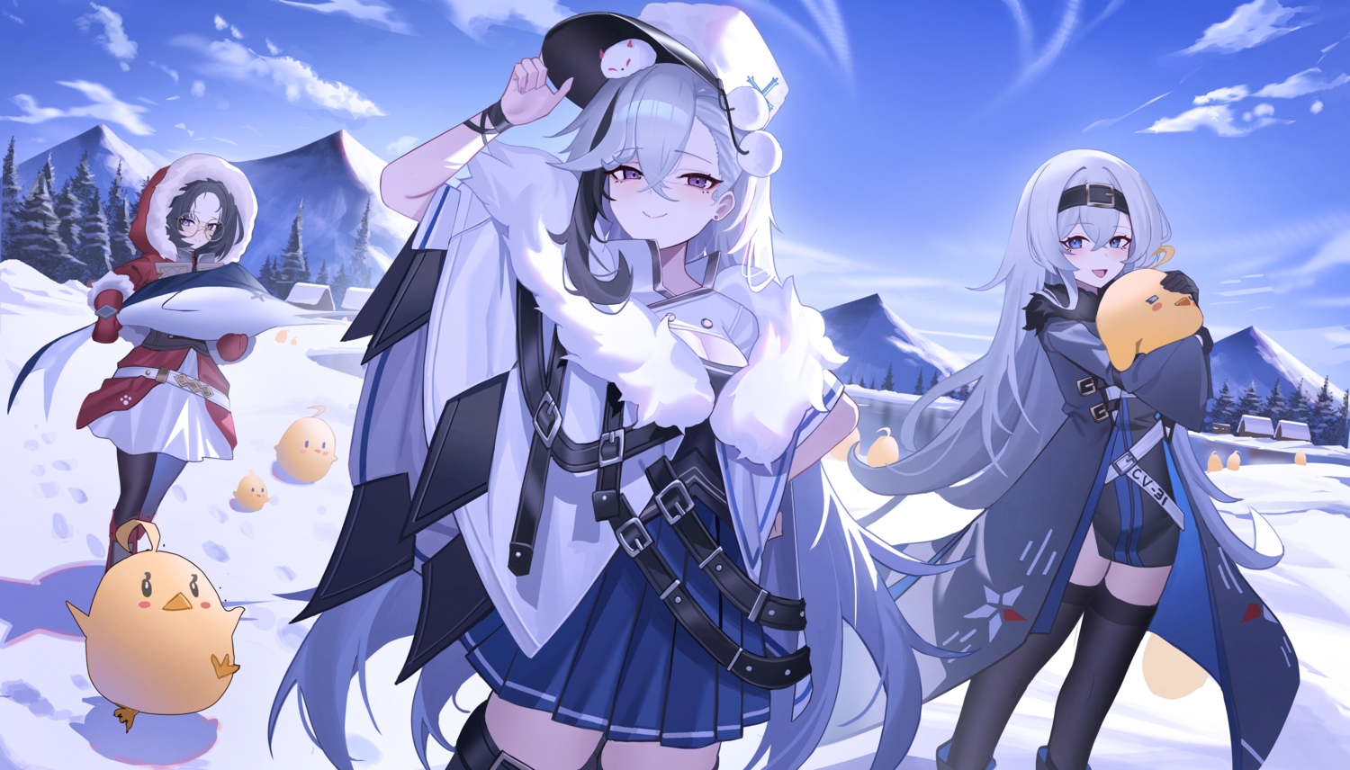 animal, anthropomorphism, azur_lane, bird, black_hair, blue_eyes, bon_homme_richard_(azur_lane), breasts