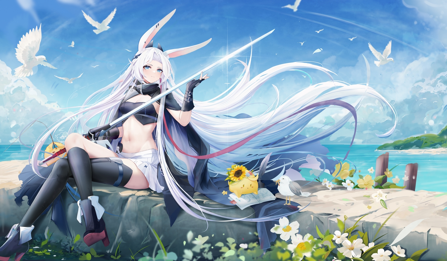 animal, animal_ears, anthropomorphism, azur_lane, banchiyuebai, bird, blue_eyes, blush