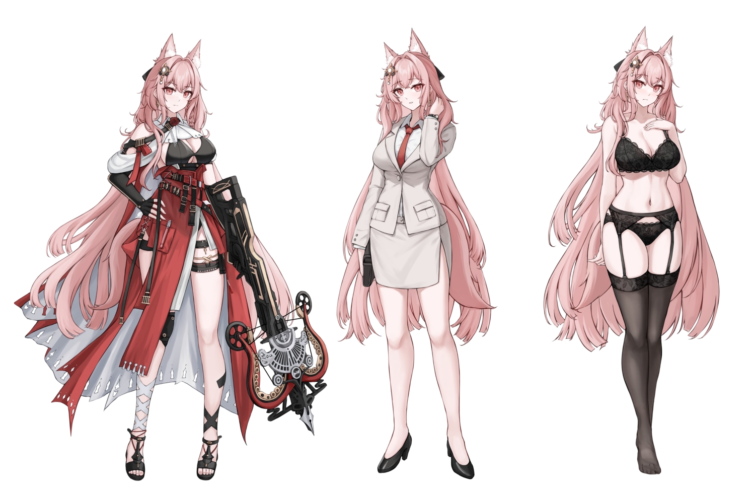 animal_ears, arknights, bra, braids, breasts, cleavage, daisy_cutter, dress