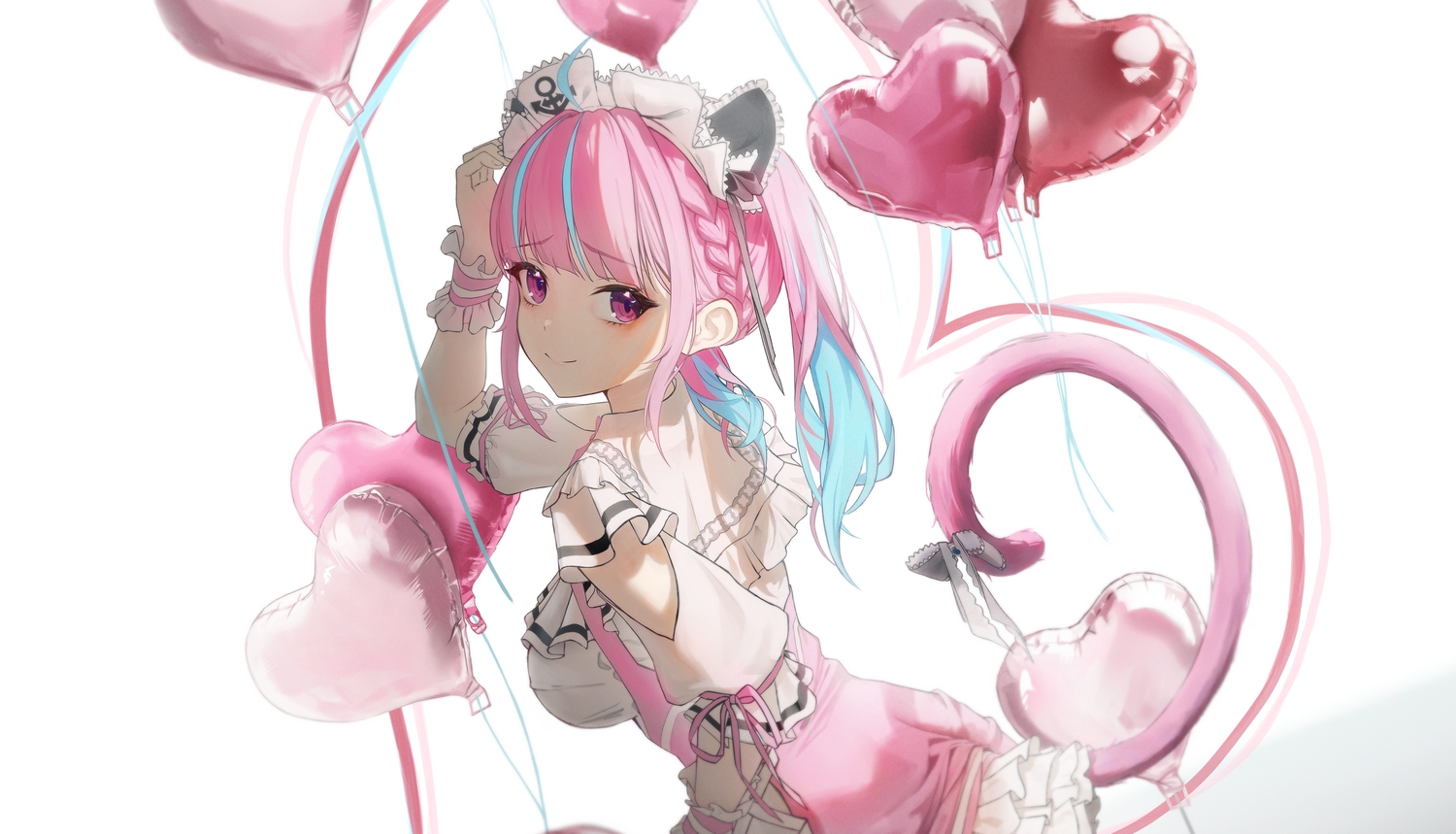 bow, braids, catgirl, dress, headdress, hololive, isolatediev, lolita_fashion