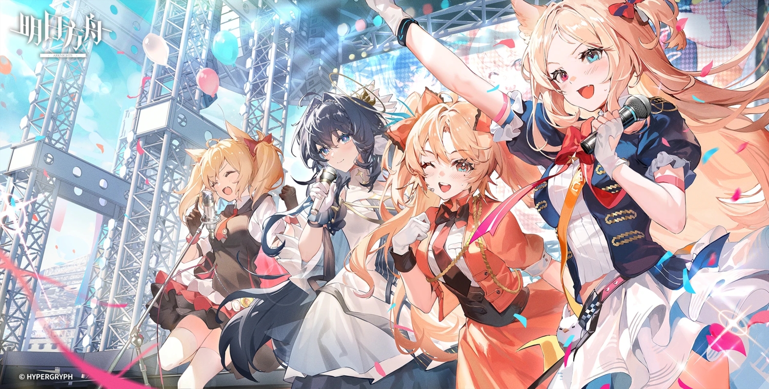 animal_ears, archetto_(arknights), arknights, astesia_(arknights), bicolored_eyes, black_hair, blonde_hair, blue_eyes