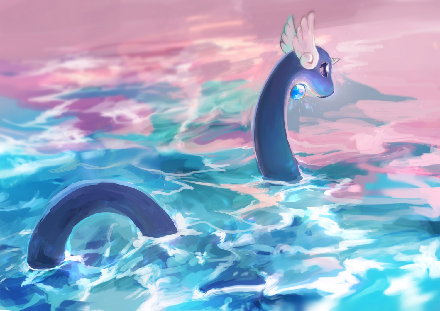 day_walker1117, dragonair, no_humans, pokemon, polychromatic, water