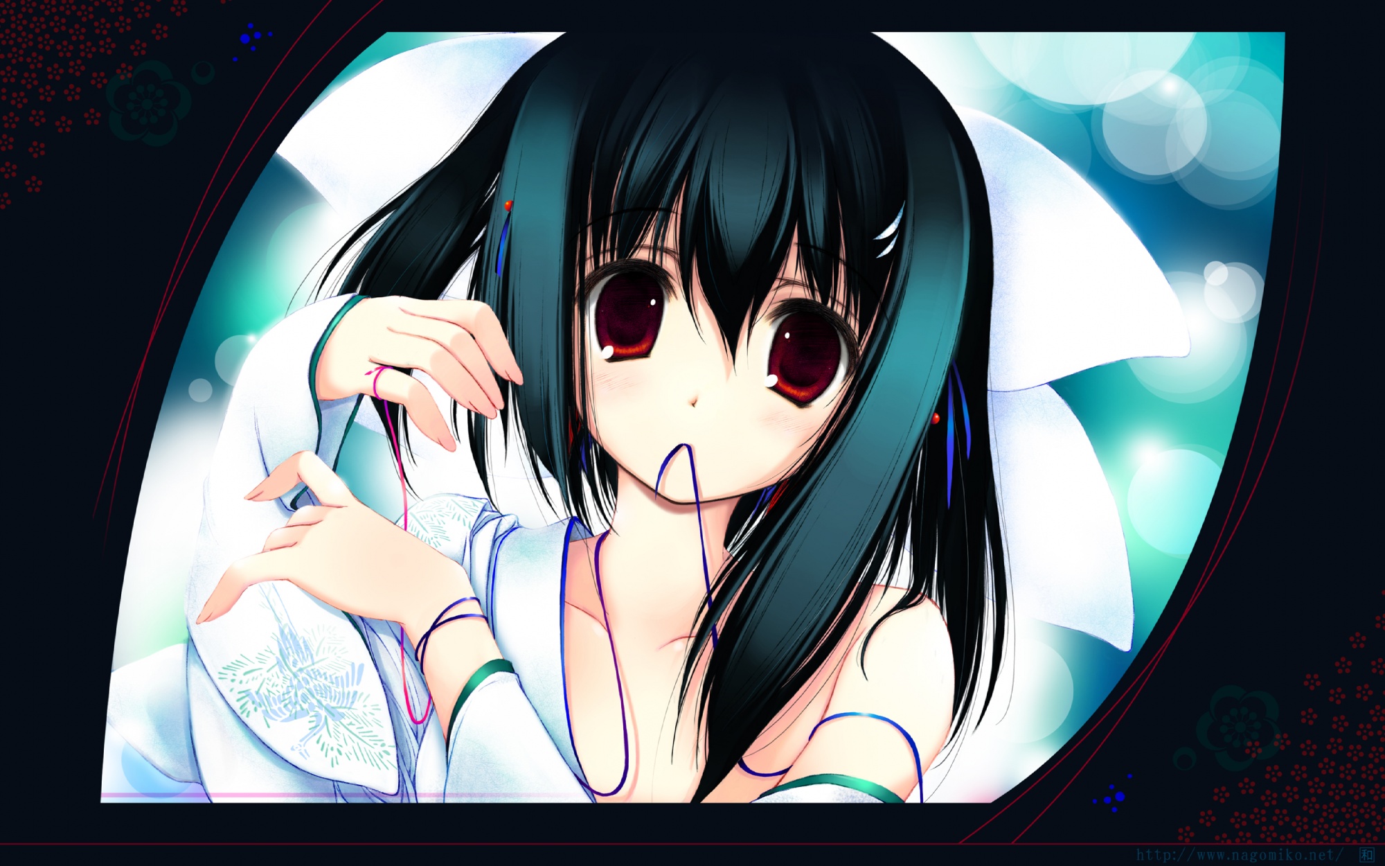 black_hair, japanese_clothes, nagomi, red_eyes, tenmu_shinryuusai