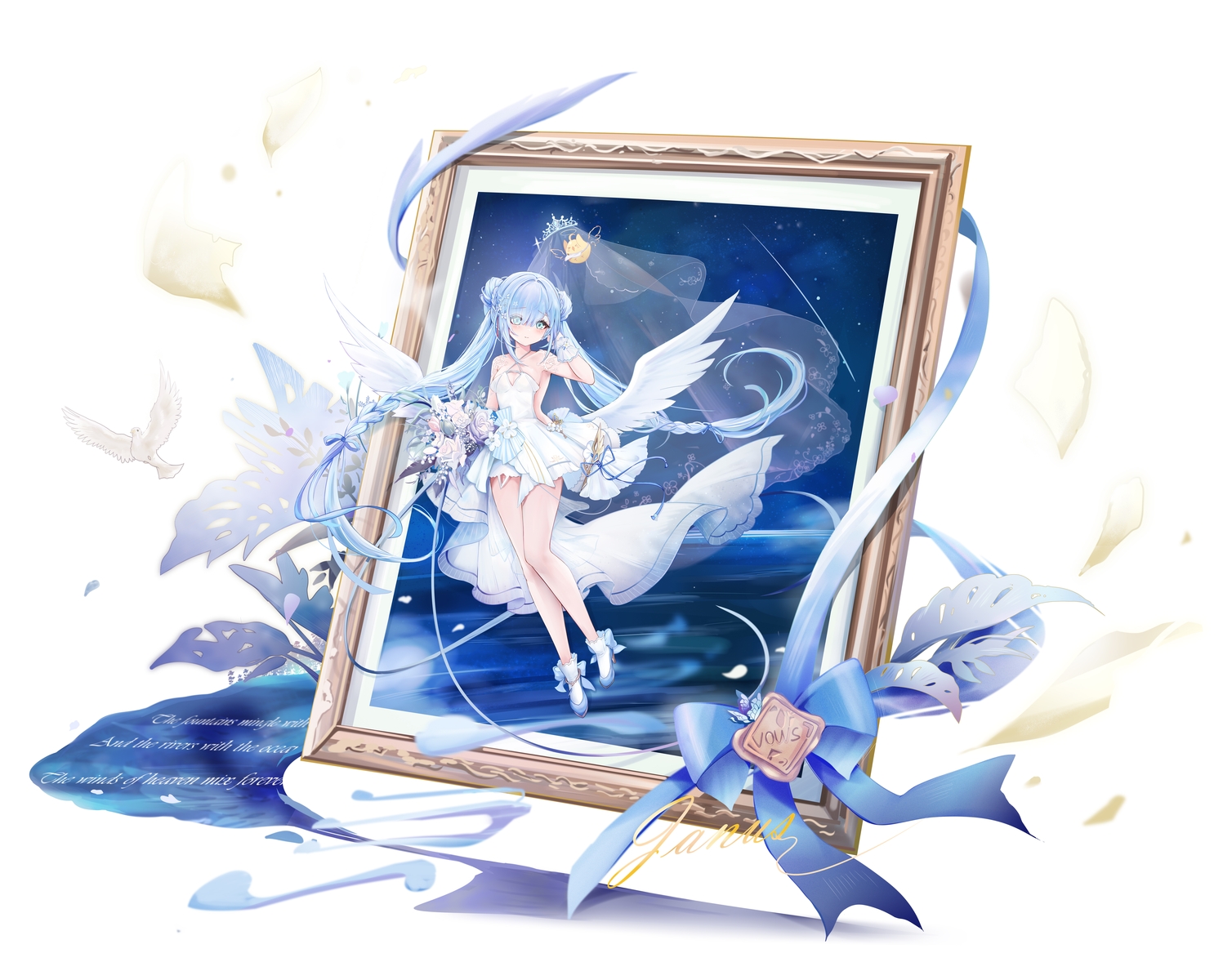 animal, anthropomorphism, aqua_eyes, azur_lane, banchiyuebai, bird, blue_hair, blush