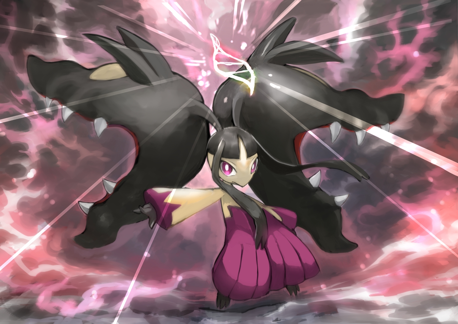 day_walker1117, mawile, mega_mawile, no_humans, pokemon, purple_eyes