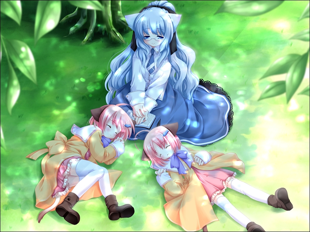 animal_ears, catgirl, loli, nami_(neko_kawaigari), neko_kawaigari_klein_inuneko_byouin_shinsatsuchuu, norma, shade, sleeping, tagme, twins, umi