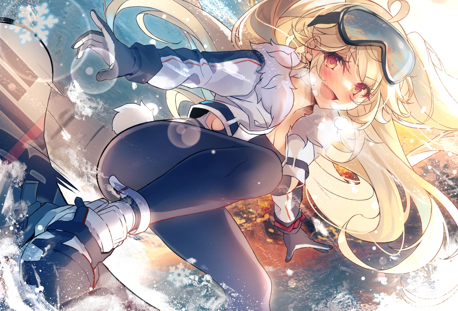 anthropomorphism, azur_lane, blonde_hair, bluecher_(azur_lane), blush, bodysuit, breasts, cleavage