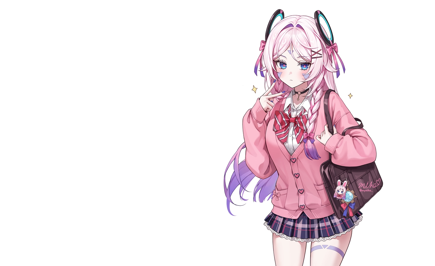 blue_eyes, bow, braids, choker, citlali_(genshin_impact), genshin_impact, long_hair, miho_(mymiho)