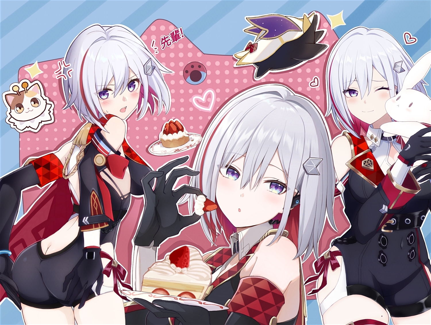 animal, ass, blush, bow, food, fruit, garter, gloves