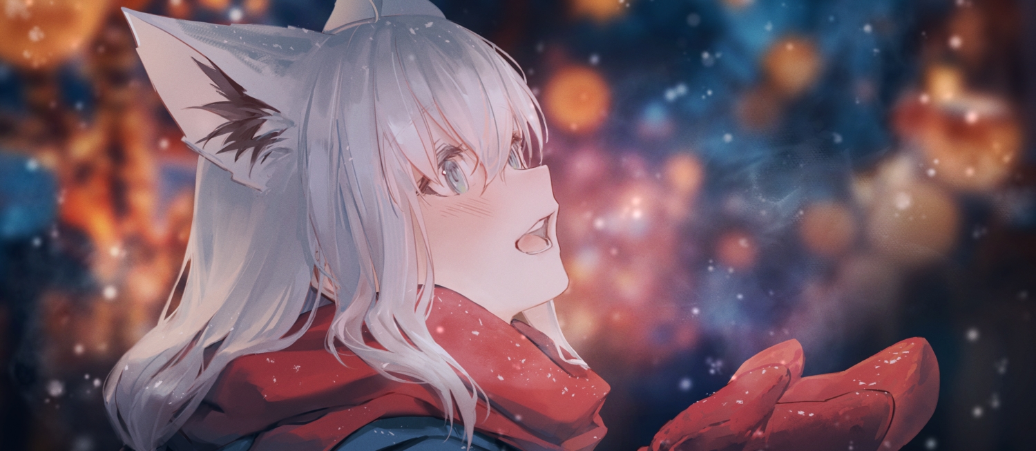 animal_ears, aqua_eyes, blush, close, foxgirl, gloves, hololive, hyde_(tabakko)