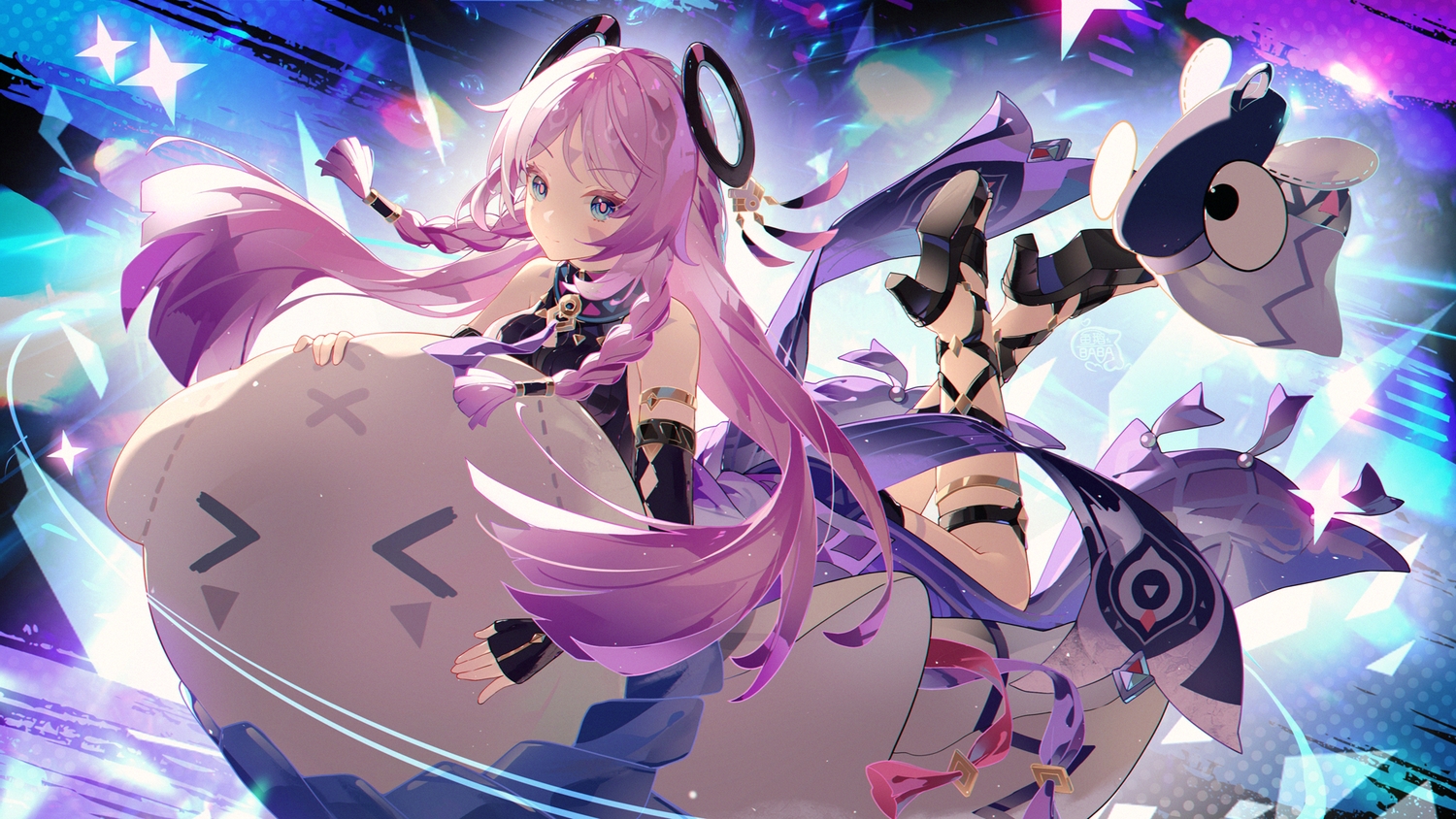 aqua_eyes, braids, citlali_(genshin_impact), elbow_gloves, garter, genshin_impact, gloves, leotard