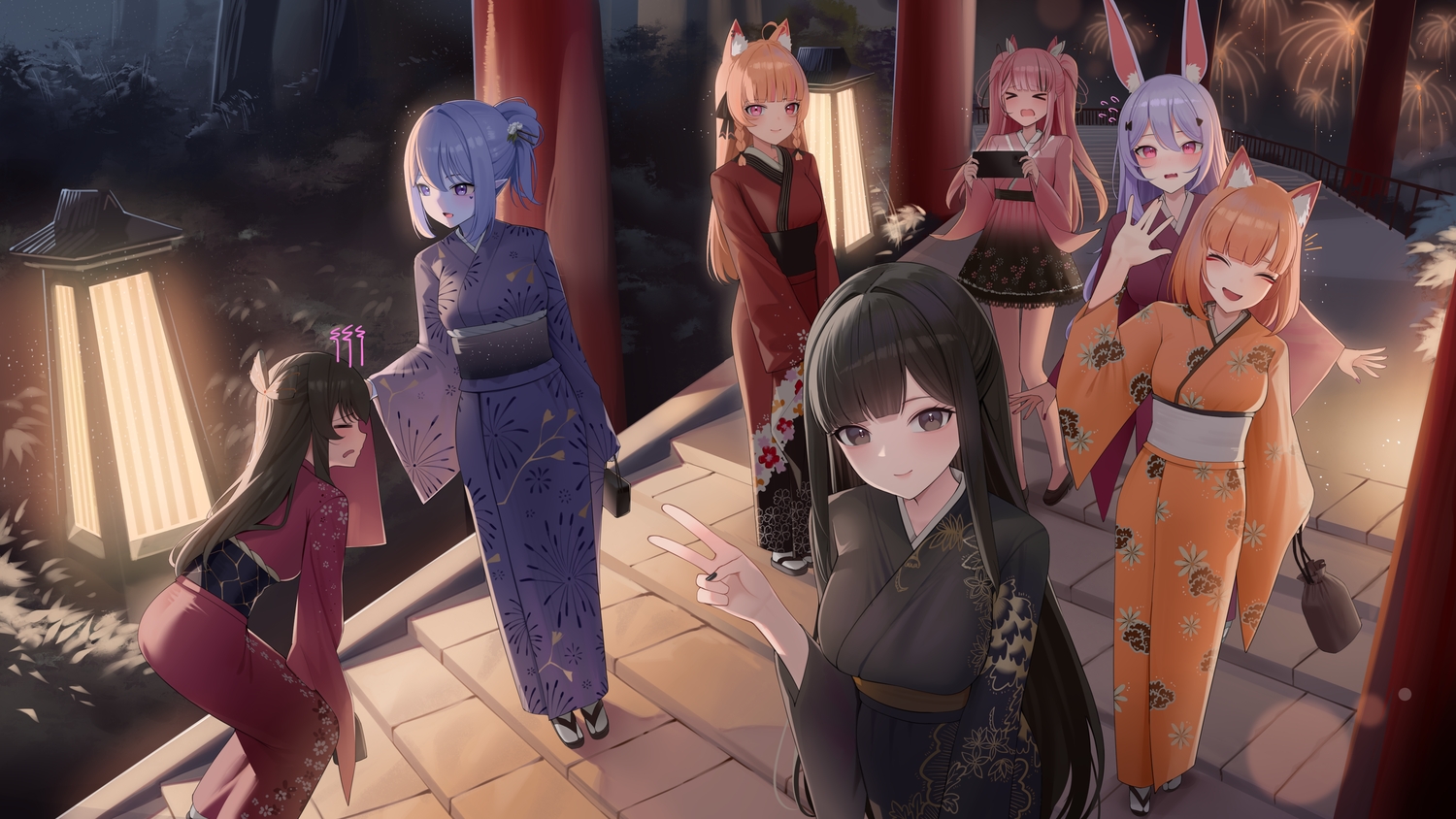 animal_ears, bicolored_eyes, black_eyes, black_hair, bow, braids, bunny_ears, bunnygirl