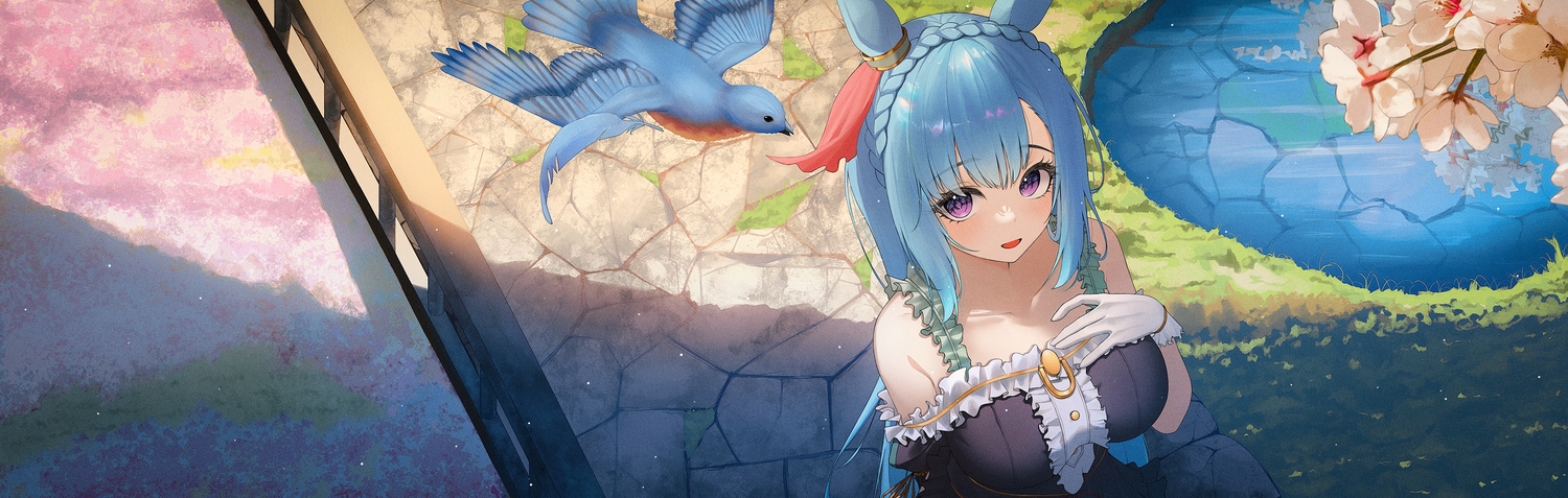 animal, animal_ears, anthropomorphism, aqua_hair, bird, blush, braids, breast_hold