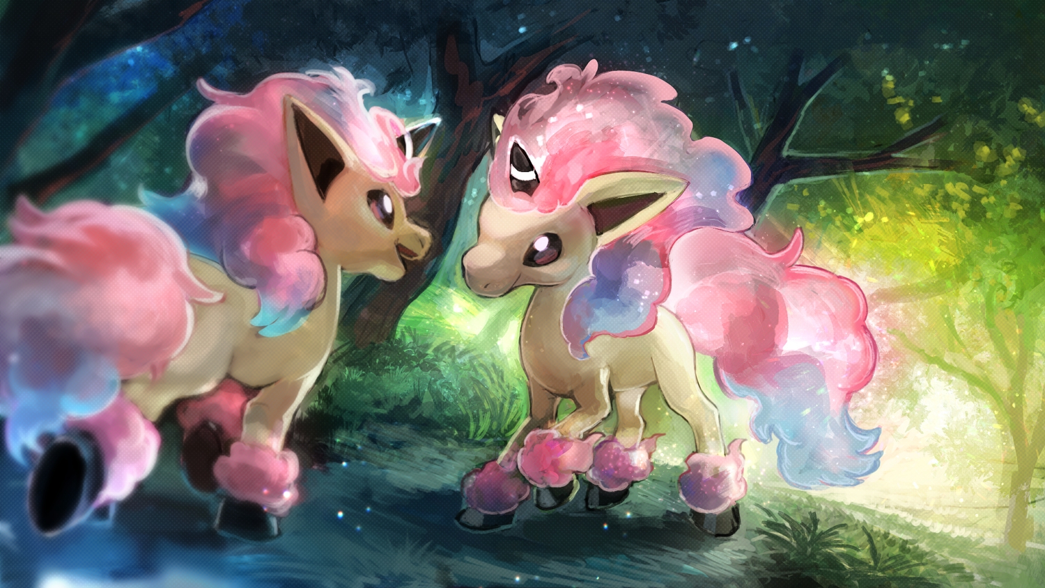 animal, day_walker1117, forest, grass, horse, no_humans, pokemon, ponyta