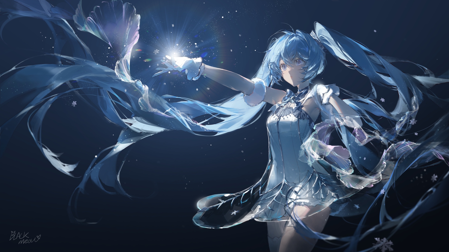 bell, blackmeow, blue, blue_eyes, blue_hair, bow, choker, dark