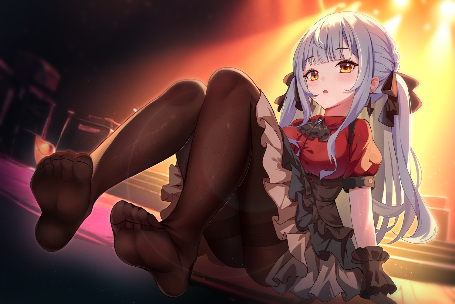 bang_dream!, blush, bow, braids, ccczr, dress, gloves, goth-loli