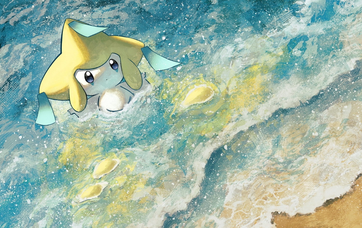 beach, jirachi, kuchiba_(jret2454), no_humans, pokemon, polychromatic, water