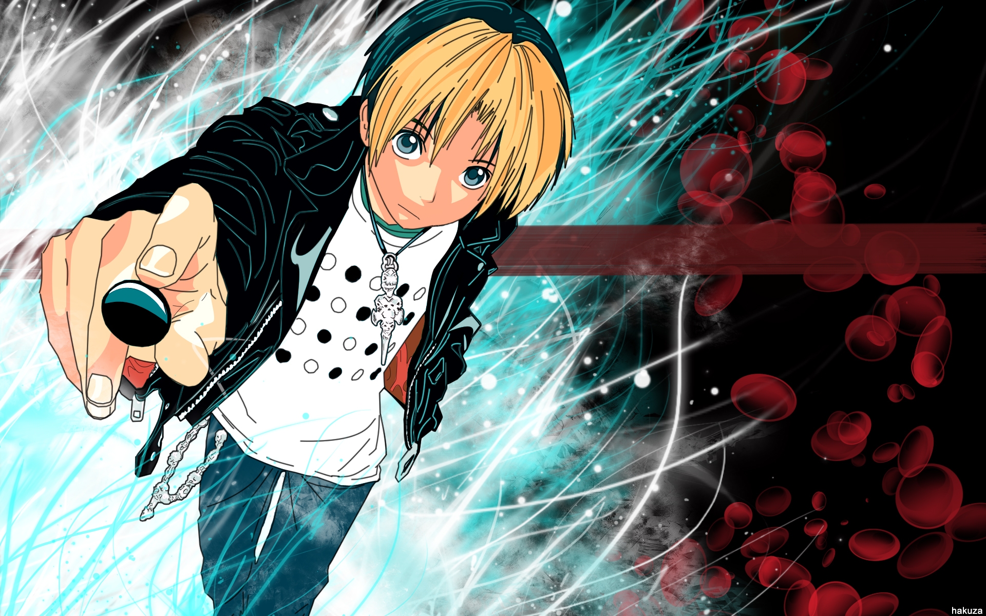 all_male, blonde_hair, chain, green_eyes, hikaru_no_go, male, necklace, shindou_hikaru