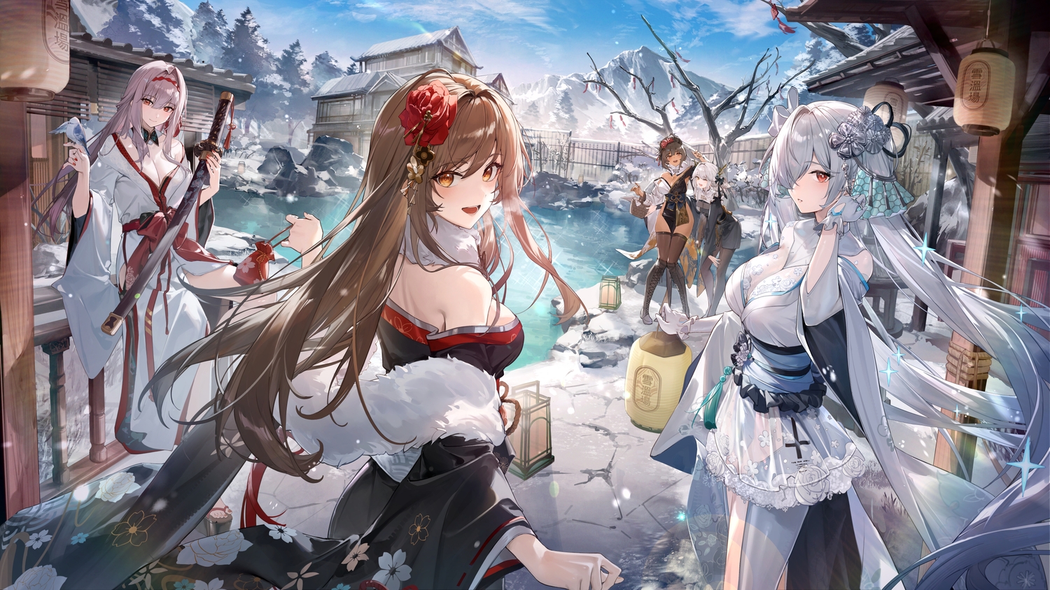 7gao, aliasing, animal, bird, blanc_(nikke), boots, bow, breasts