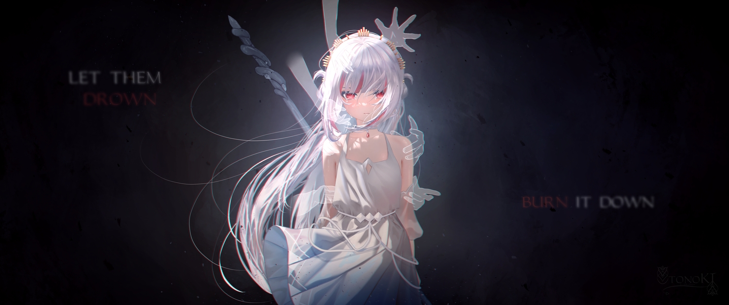 choker, crying, dark, dress, flat_chest, gawr_gura, gray_hair, headband