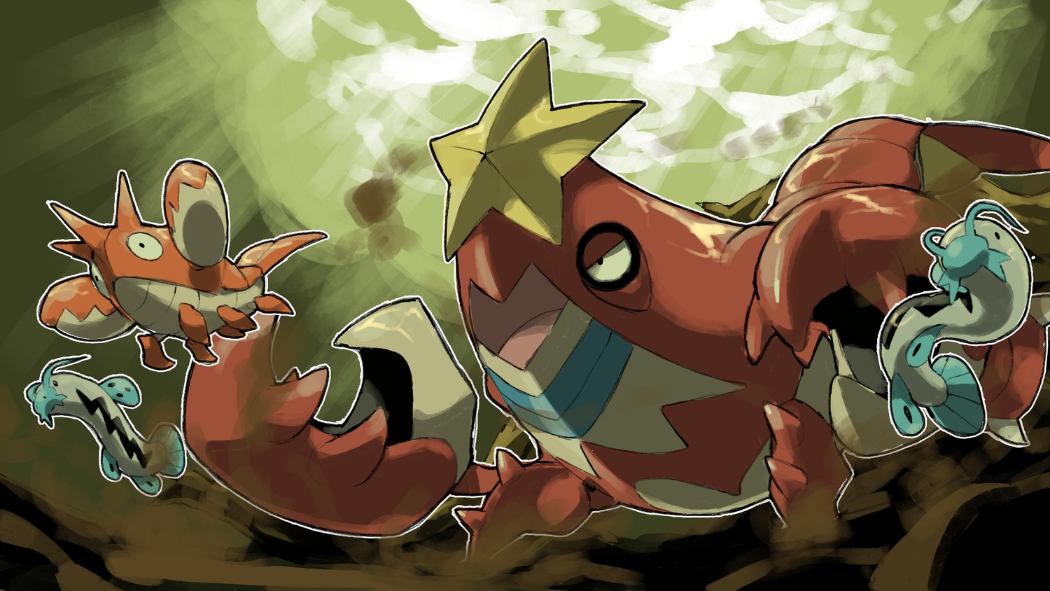 animal, barboach, blacknirrow, corphish, crawdaunt, fish, no_humans, pokemon
