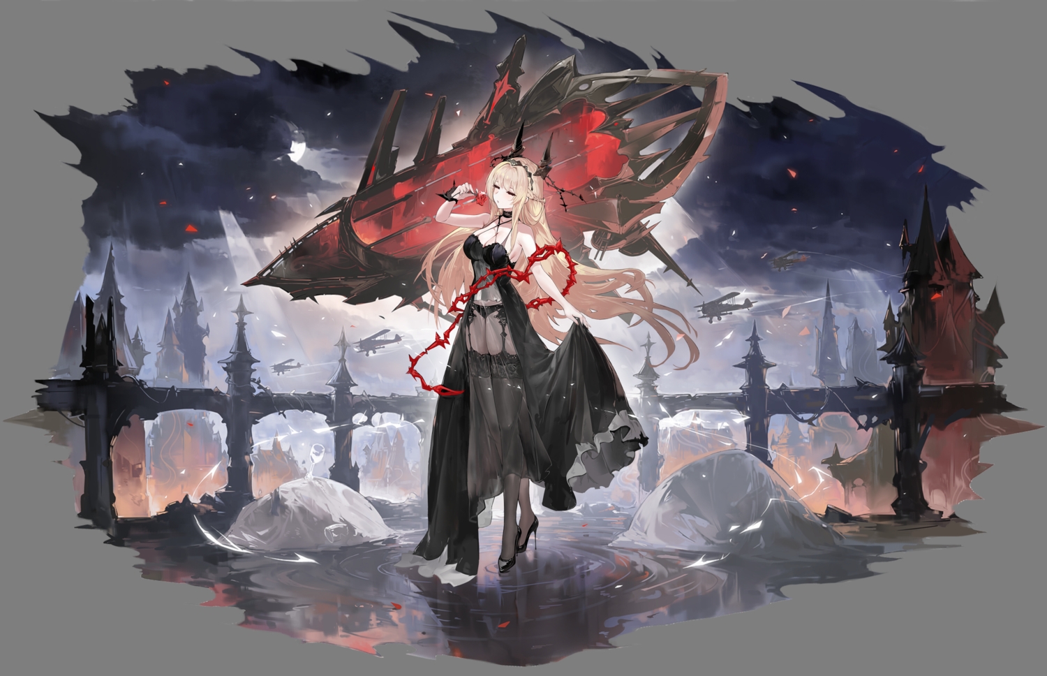 aircraft, airship, alchemaniac, anthropomorphism, azur_lane, blonde_hair, braids, breasts
