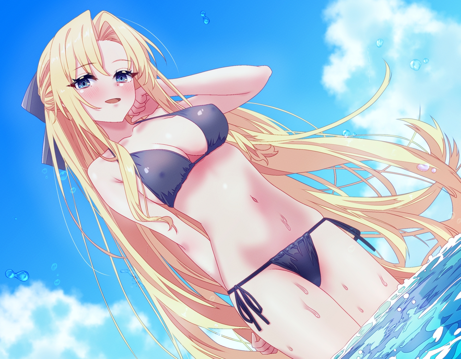 aliasing, anthropomorphism, arbiter1, azur_lane, bikini, blonde_hair, blue_eyes, blush