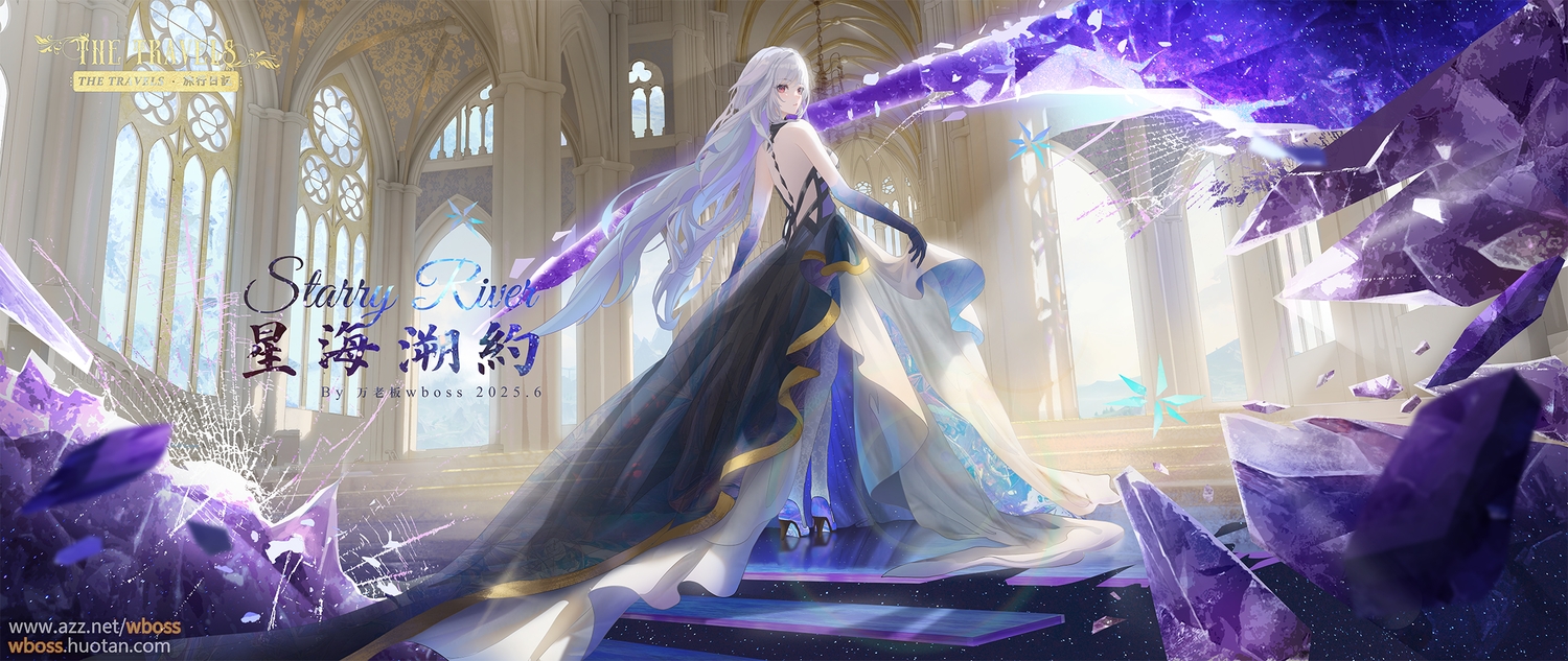 building, dress, genshin_impact, gray_hair, long_hair, magic, red_eyes, skirk_(genshin_impact)