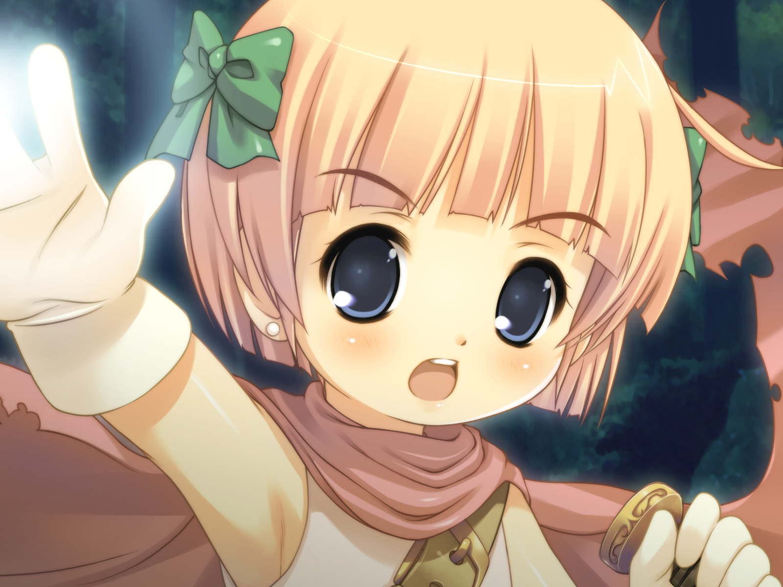 akiba_hideki, blonde_hair, blue_eyes, close, colorful_dot, gloves, loli, ribbons