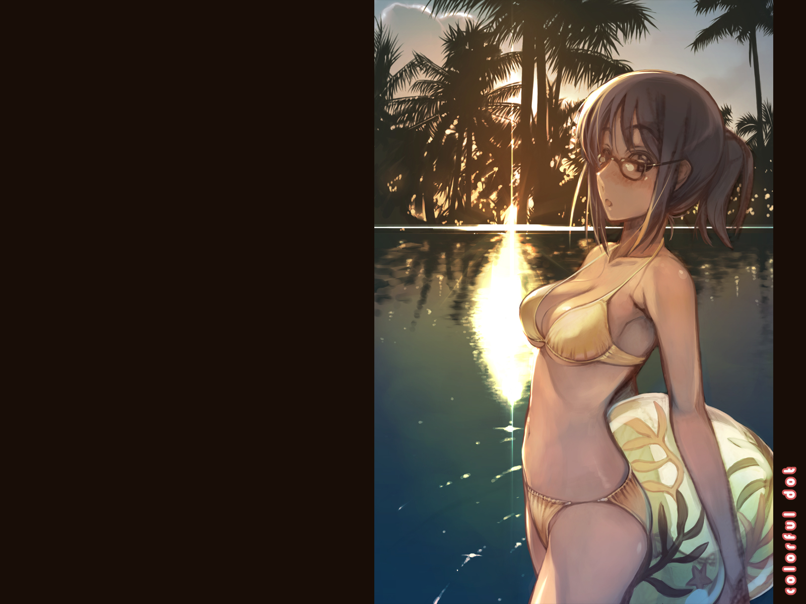 bikini, colorful_dot, glasses, swimsuit, tagme