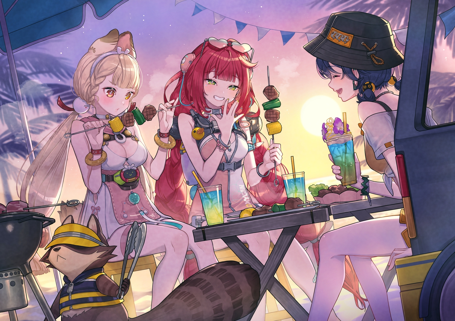 alice_thymefield, animal, animal_ears, belle_(zenless_zone_zero), bicolored_eyes, blonde_hair, blue_hair, blush