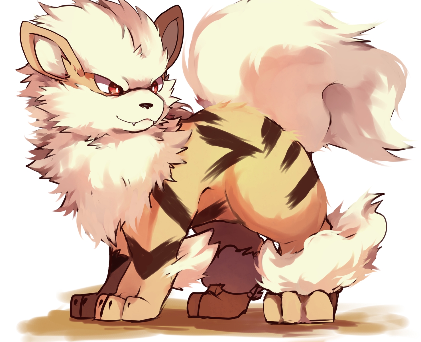 arcanine, gtnsnin99, no_humans, pokemon, red_eyes, sketch, white