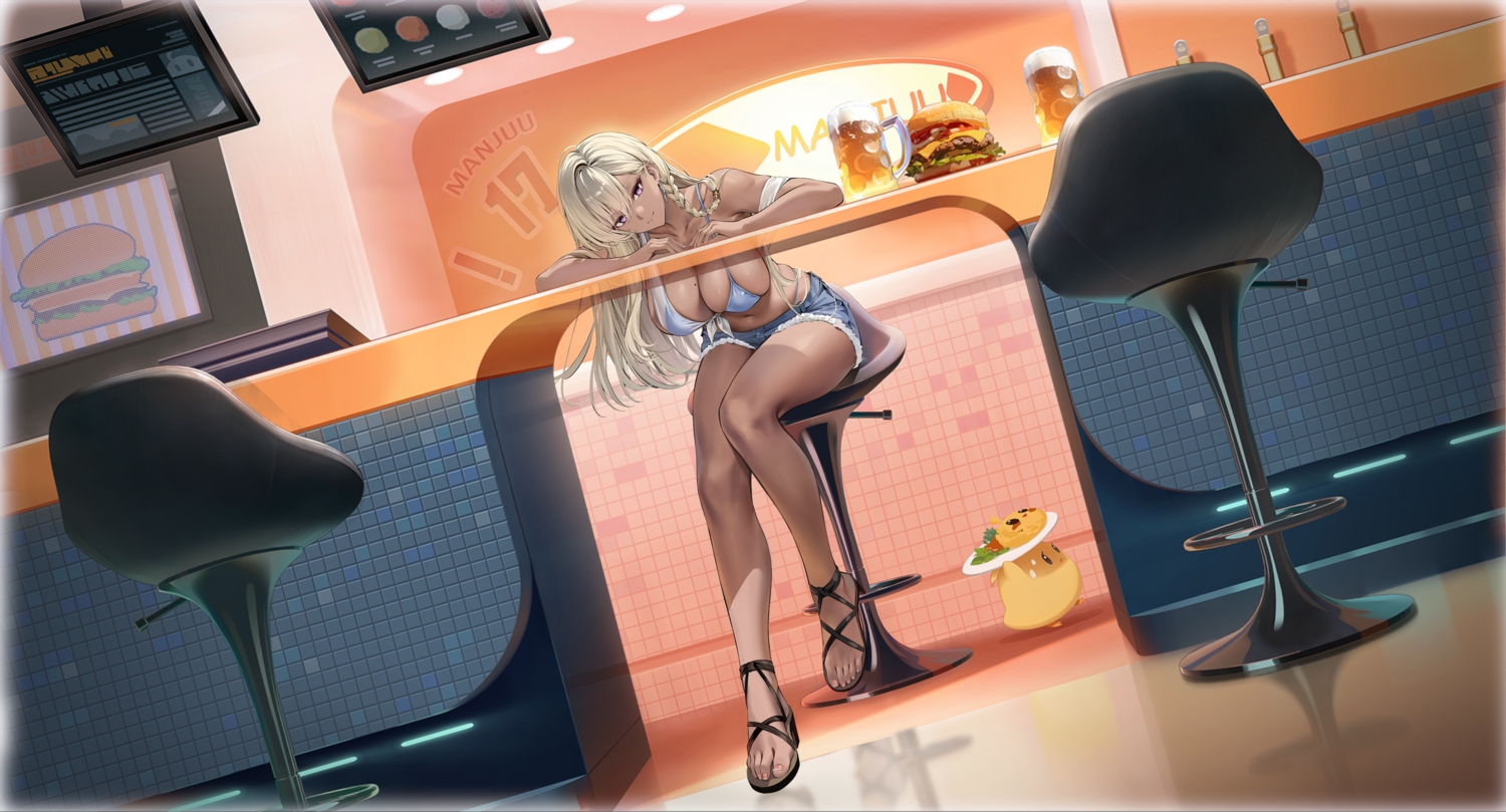 animal, atelier, atelier_yumia, azur_lane, bikini_top, bird, blonde_hair, braids