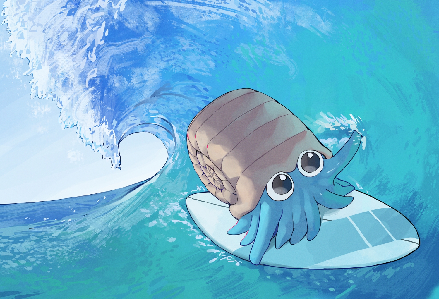 black_eyes, nmm, no_humans, omanyte, pokemon, sky, sport, water