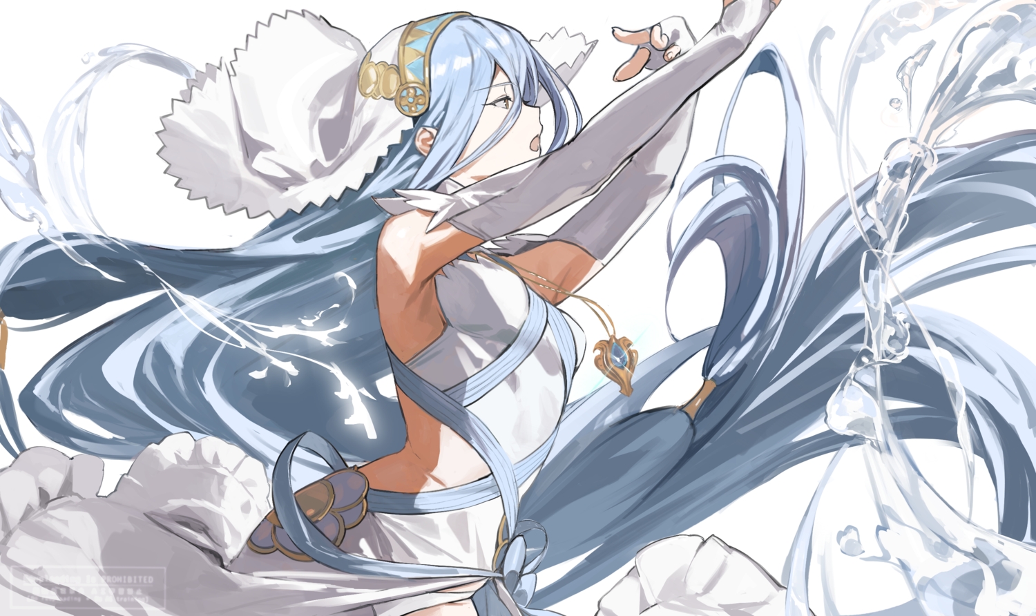 aliasing, aqua_(fire_emblem_fates), blue_hair, dress, elbow_gloves, fire_emblem, fire_emblem_fates, fire_emblem_if