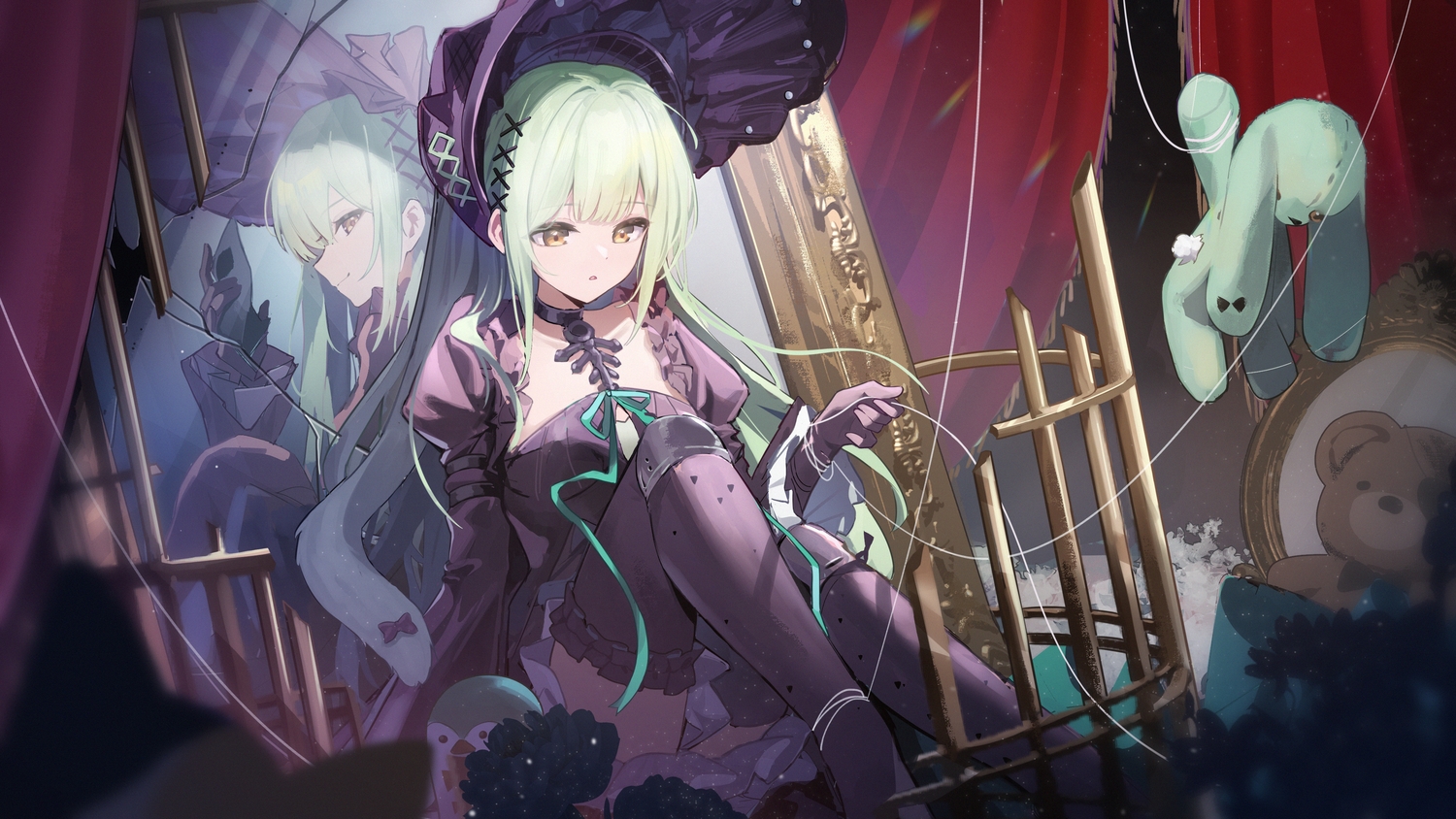 arknights, bang_dream!, bondage, bow, bunny, choker, crossover, doll