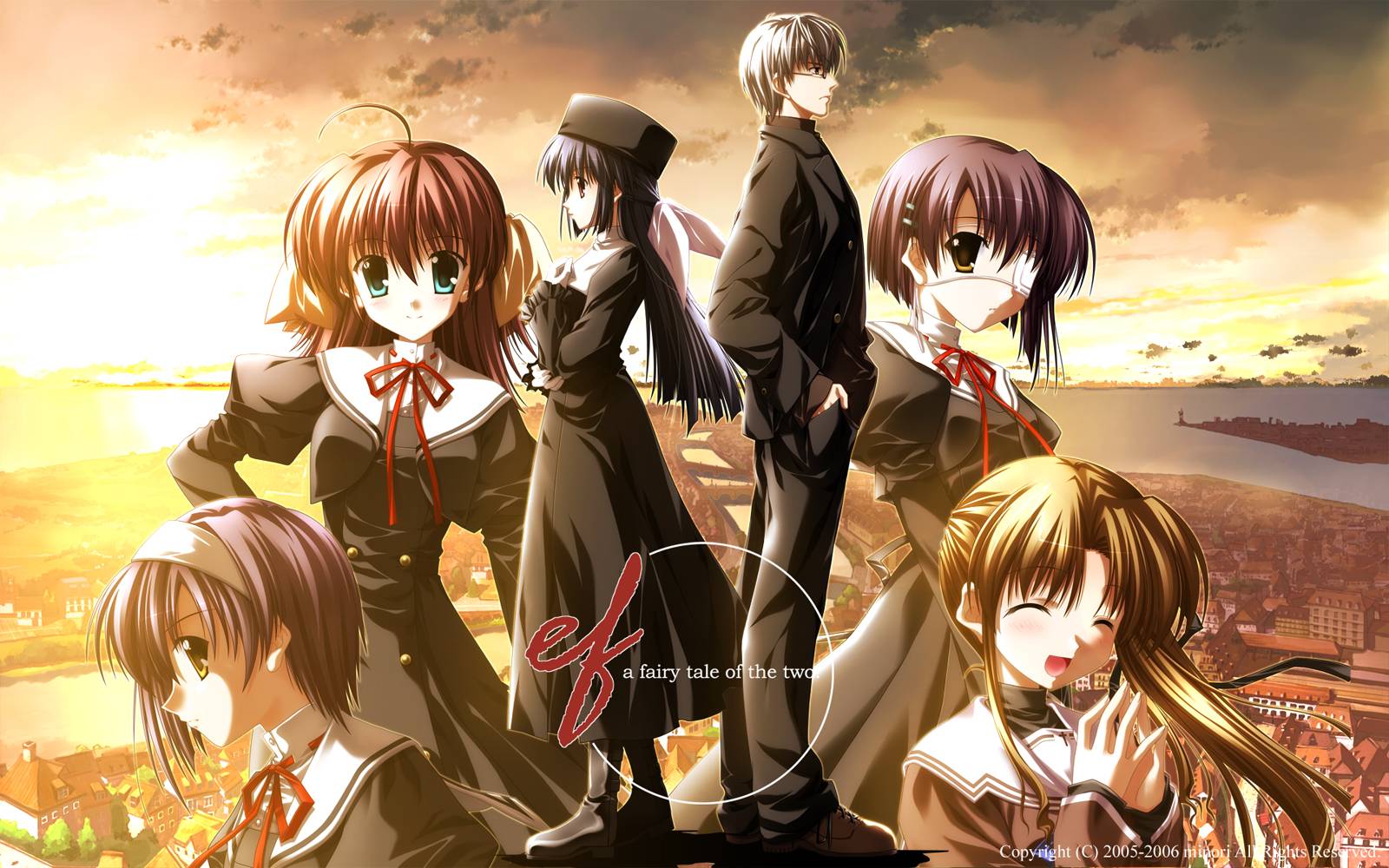 amamiya_yuuko, ef, ef_a_fairy_tale_of_the_two, eyepatch, hayama_mizuki, himura_yu, minori, miyamura_miyako, school_uniform, shindou_chihiro, shindou_kei