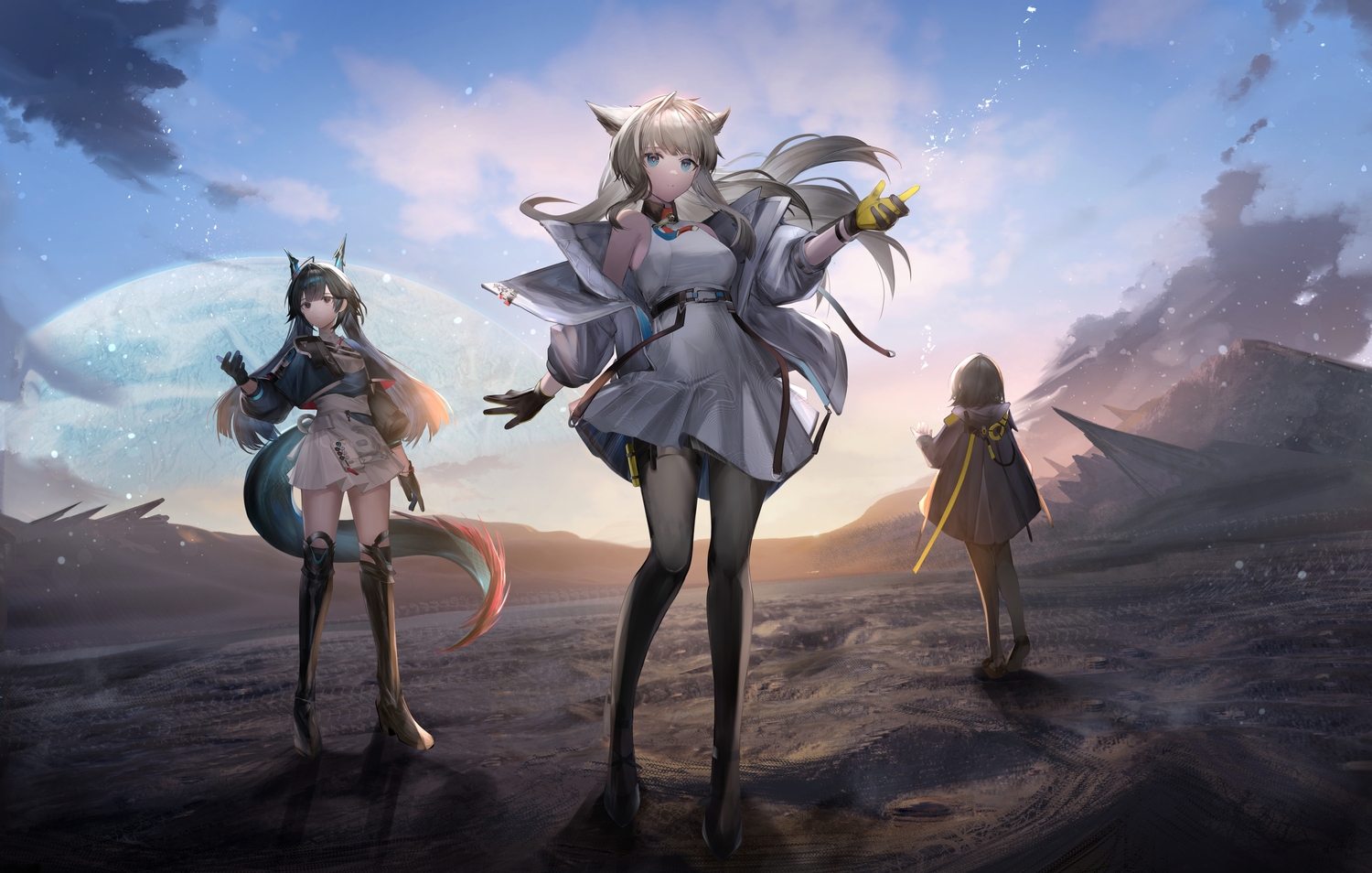 animal_ears, aqua_eyes, arknights, arknights:_endfield, black_hair, boots, brown_eyes, chen_qianyu_(arknights)