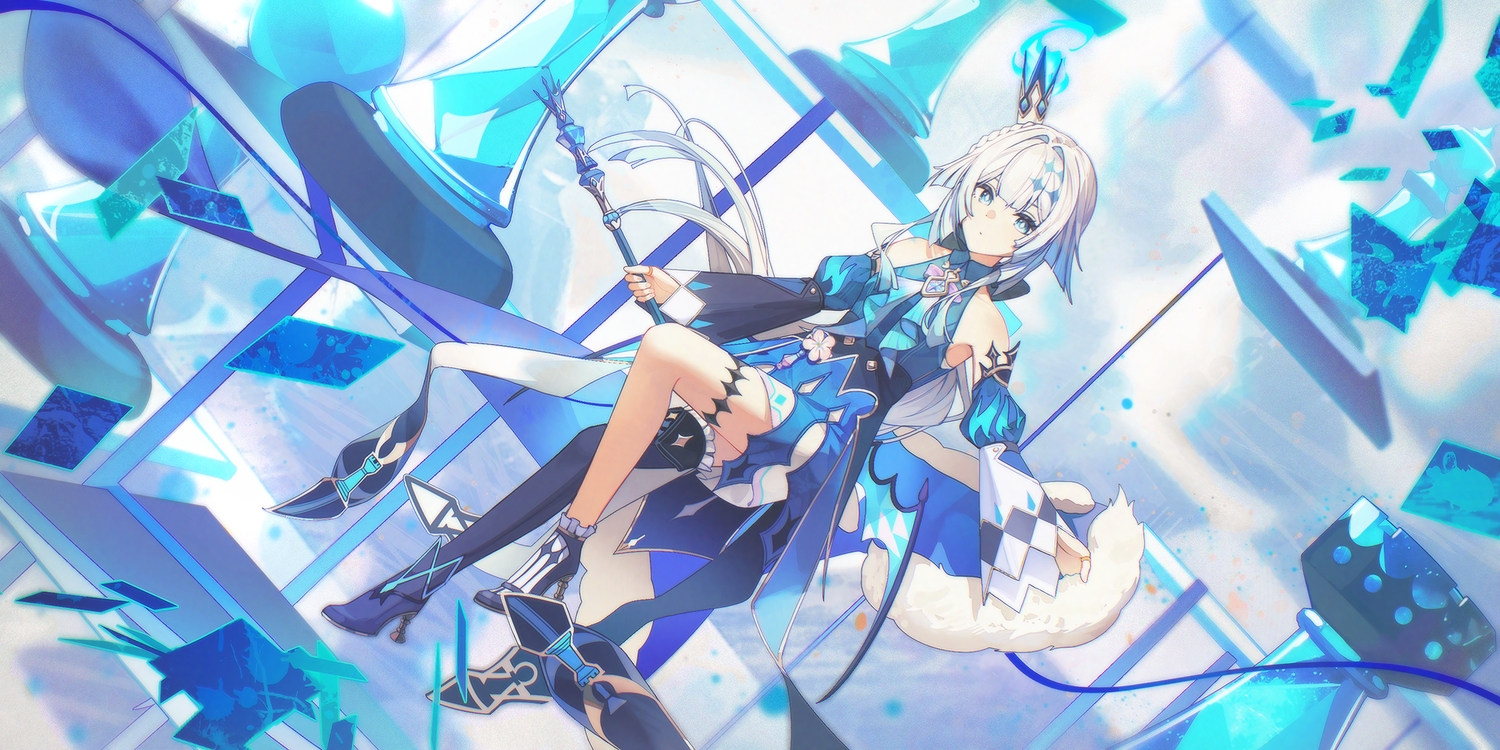 blue, boots, braids, cerydra_(honkai:_star_rail), crown, dress, garter, gleam_lin_shi