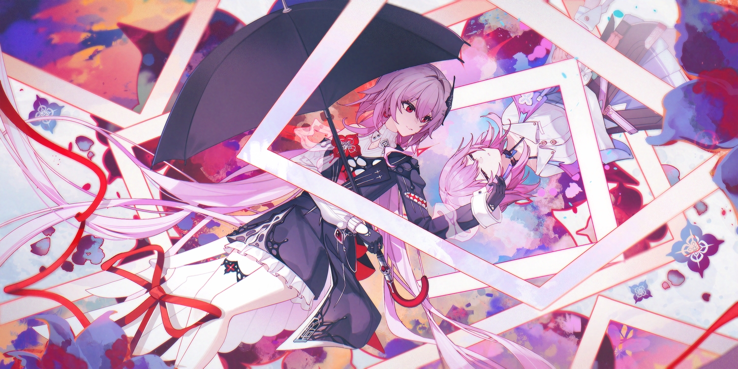 bow, choker, dress, evernight_(honkai:_star_rail), flowers, garter, gleam_lin_shi, gloves