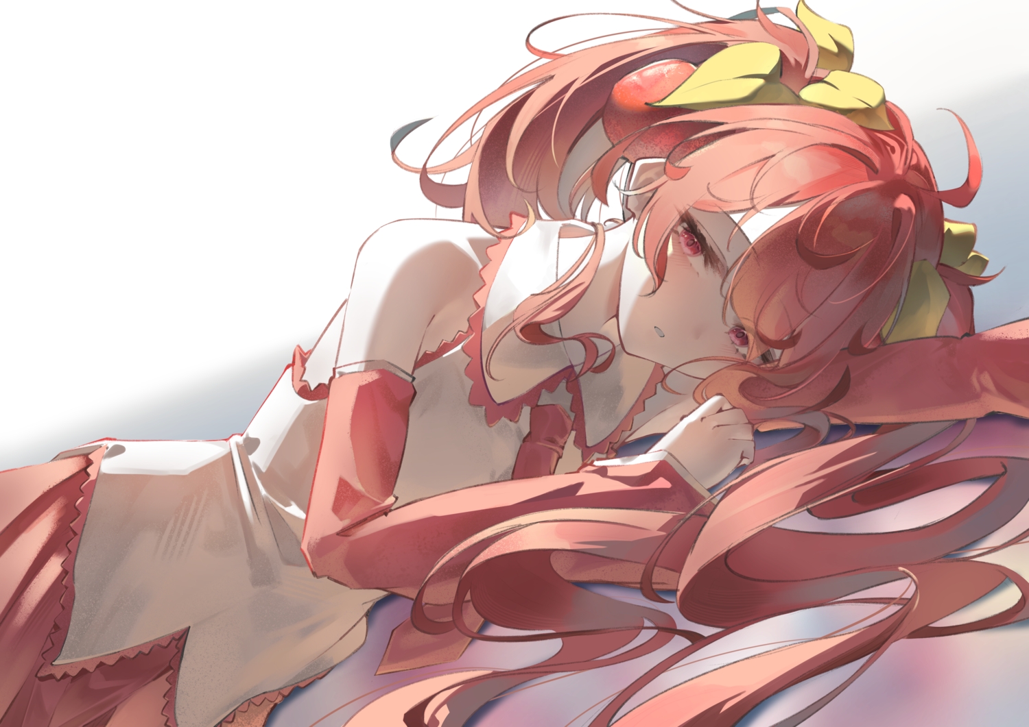 blush, hatsune_miku, long_hair, miku_rasha, pink_eyes, pink_hair, sakura_miku, shirt