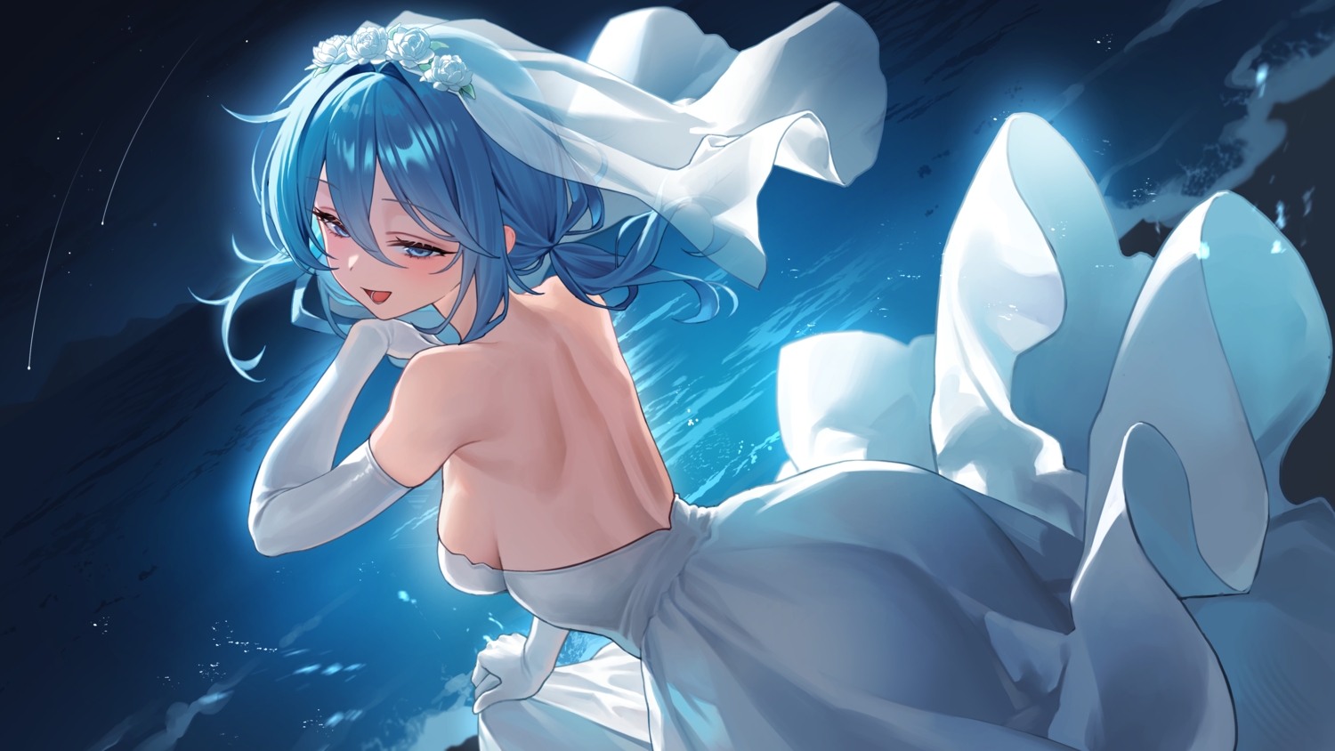 arahashi_tabi, ass, beach, blue, blue_eyes, blue_hair, breasts, chano39